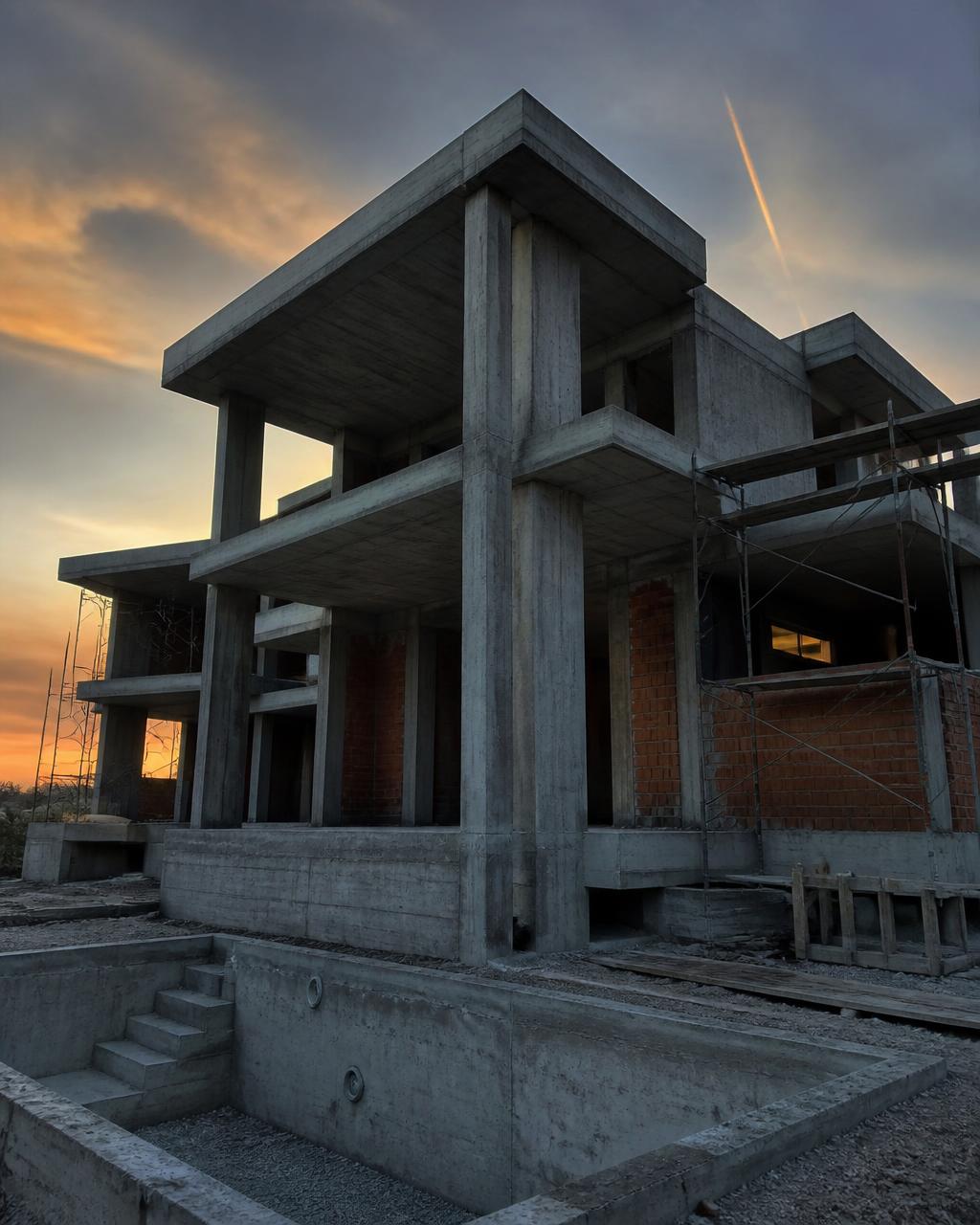 Structure stage of a luxury home build
